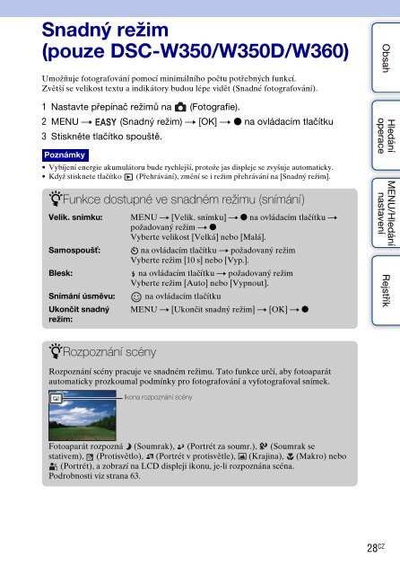 Sony DSC-W350D - DSC-W350D Guide pratique Tch&egrave;que