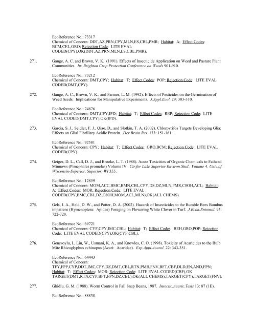 Appendix F. List of citations accepted by ECOTOX - US ...