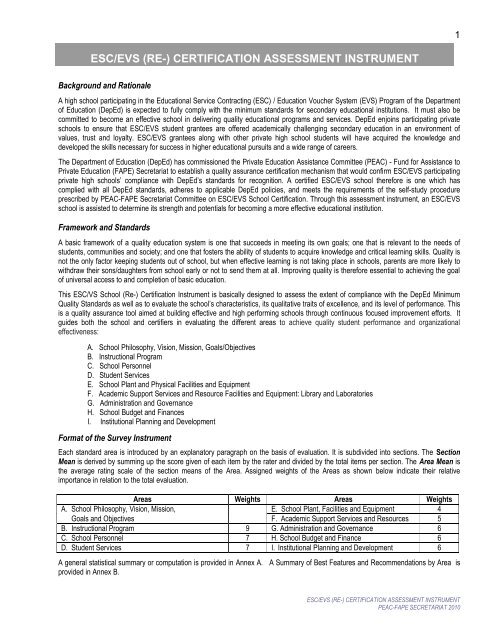 Self Assessment Instrument Fape Region 3