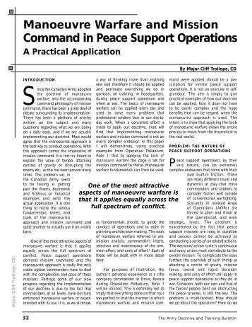 Manoeuvre Warfare and Mission Command in Peace Support ...