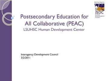 Postsecondary Education for All Collaborative (PEAC) - Human ...