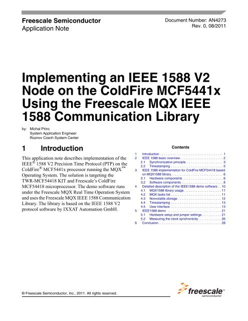 Implementing an IEEE 1588 V2 Node on the ColdFire MCF5441x ...