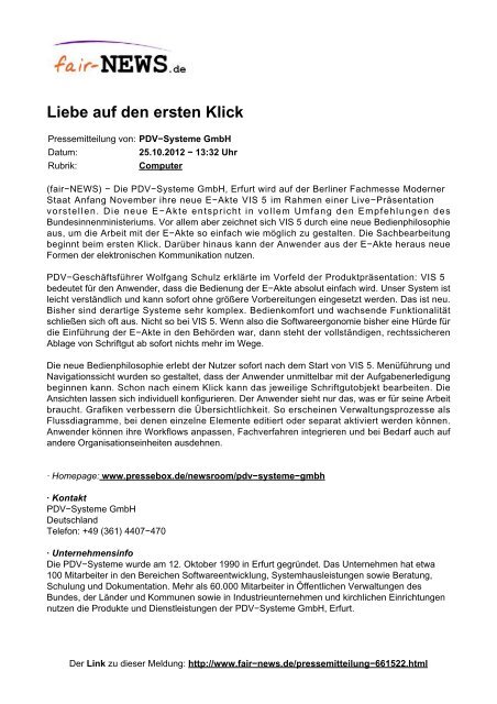 PDF :: fair-NEWS.de :: Liebe auf den ersten Klick