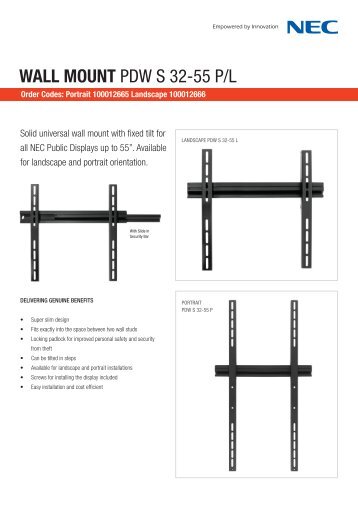 WALL MOUNT PDW S 32-55 P/L - NEC Display Solutions