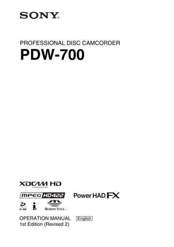 Pdw-700 Operation Manual - Sony