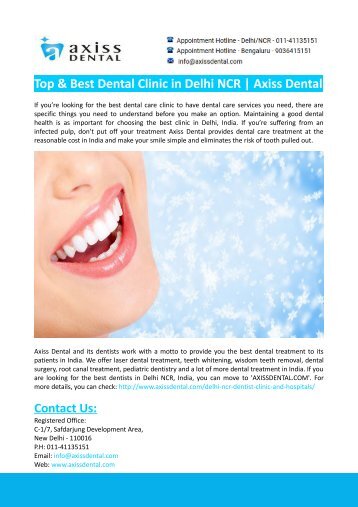 Top & Best Dental Clinic in Delhi NCR- Axiss Dental