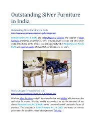 Outstanding Silver Furniture in India