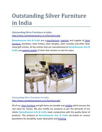 Outstanding Silver Furniture in India