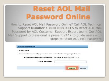 Reset AOL Mail Password Online 1800-608-2315 Customer Support