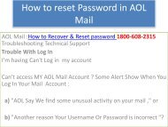 How to reset Password in AOL Mail 1800-608-2315 Technical Support
