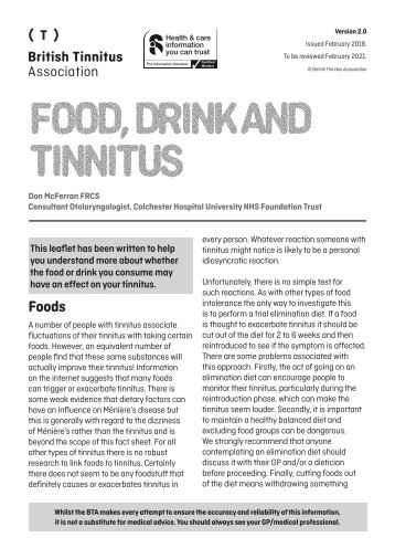 Food drink and tinnitus Ver 2.0