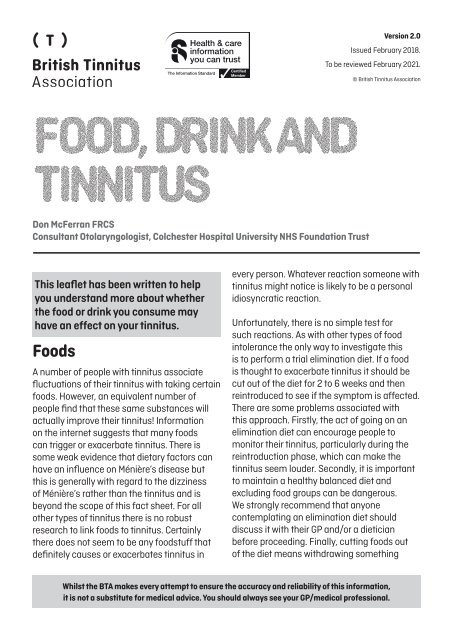 Food drink and tinnitus Ver 2.0