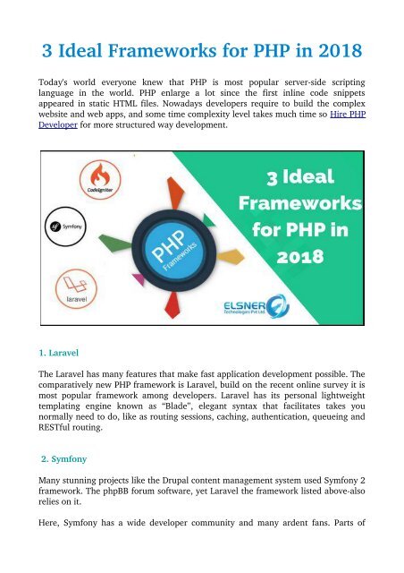 3 Ideal Frameworks for PHP in 2018