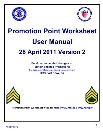 Promotion Point Worksheet User Manual