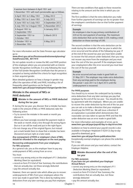 Employer Further Guide to PAYE and NICs - HM Revenue & Customs