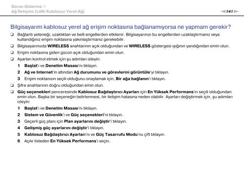 Sony VPCF22M1R - VPCF22M1R Mode d'emploi Turc