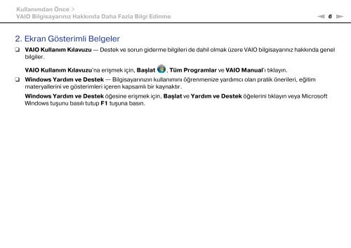 Sony VPCF22M1R - VPCF22M1R Mode d'emploi Turc