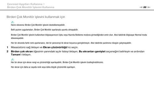 Sony VPCF22M1R - VPCF22M1R Mode d'emploi Turc