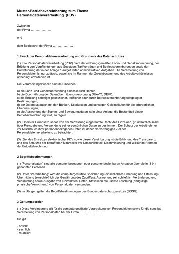 Muster-Betriebsvereinbarung als PDF - BR-WIKI