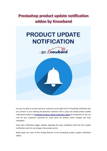 Prestashop Product Update Notification Addon by Knowband