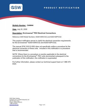 Description: Envirosense ® PDV Electrical Connections This product ...
