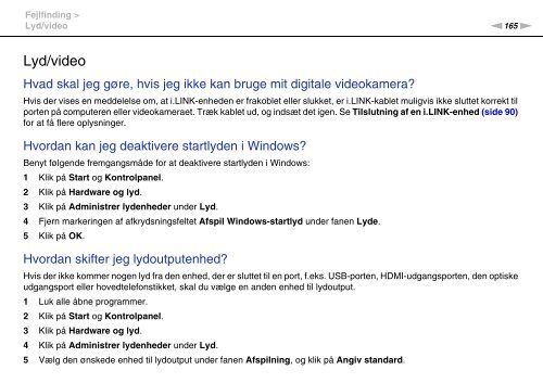 Sony VPCF22M1R - VPCF22M1R Mode d'emploi Danois