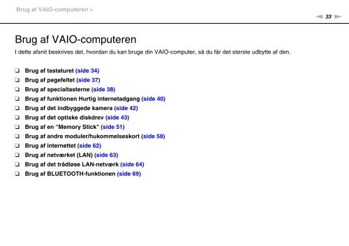 Sony VPCF22M1R - VPCF22M1R Mode d'emploi Danois