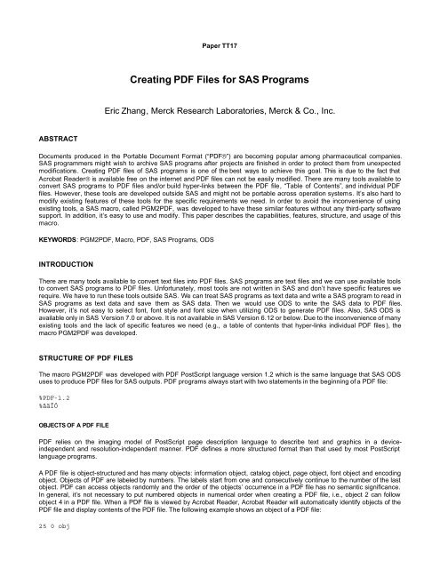 Creating PDF files for SAS Programs - LexJansen
