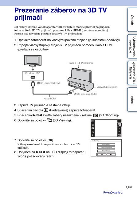 Sony DSC-TX9 - DSC-TX9 Consignes d&rsquo;utilisation Slovaque