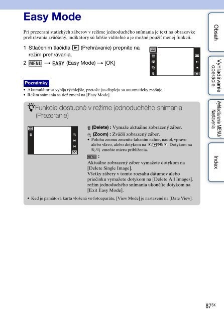 Sony DSC-TX9 - DSC-TX9 Consignes d&rsquo;utilisation Slovaque