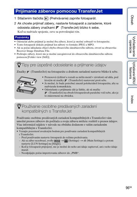 Sony DSC-TX9 - DSC-TX9 Consignes d&rsquo;utilisation Slovaque