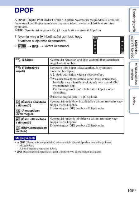 Sony DSC-TX9 - DSC-TX9 Consignes d&rsquo;utilisation Hongrois