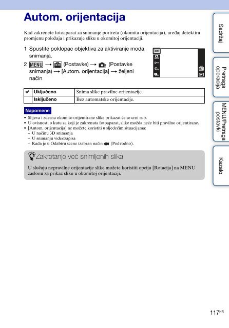 Sony DSC-TX9 - DSC-TX9 Consignes d&rsquo;utilisation Croate
