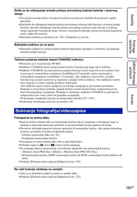 Sony DSC-TX9 - DSC-TX9 Consignes d&rsquo;utilisation Croate