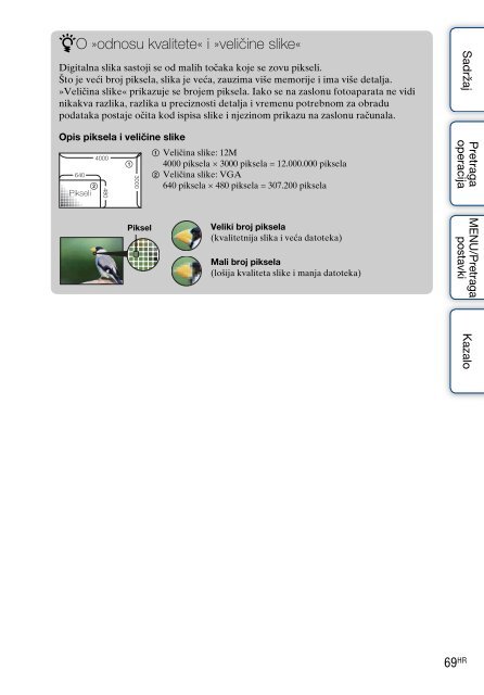 Sony DSC-TX9 - DSC-TX9 Consignes d&rsquo;utilisation Croate