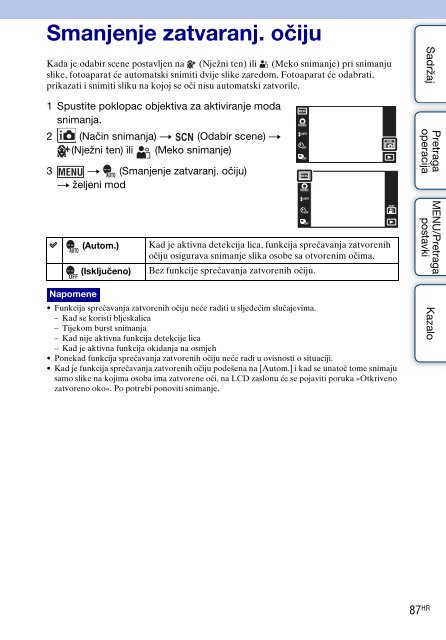 Sony DSC-TX9 - DSC-TX9 Consignes d&rsquo;utilisation Croate