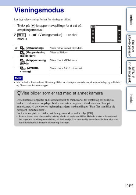 Sony DSC-TX9 - DSC-TX9 Consignes d&rsquo;utilisation Norv&eacute;gien