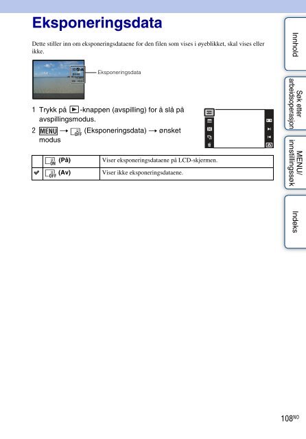 Sony DSC-TX9 - DSC-TX9 Consignes d&rsquo;utilisation Norv&eacute;gien