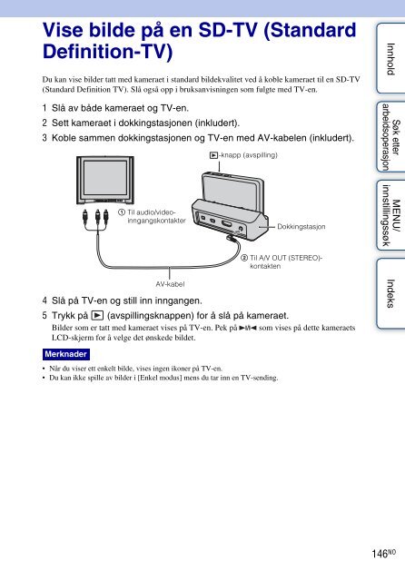 Sony DSC-TX9 - DSC-TX9 Consignes d&rsquo;utilisation Norv&eacute;gien