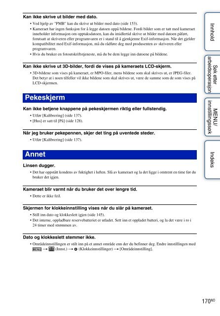 Sony DSC-TX9 - DSC-TX9 Consignes d&rsquo;utilisation Norv&eacute;gien