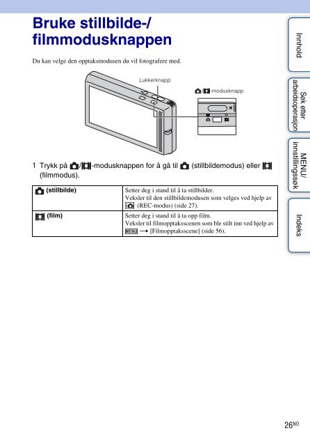 Sony DSC-TX9 - DSC-TX9 Consignes d&rsquo;utilisation Norv&eacute;gien