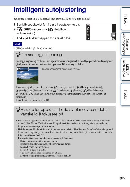 Sony DSC-TX9 - DSC-TX9 Consignes d&rsquo;utilisation Norv&eacute;gien