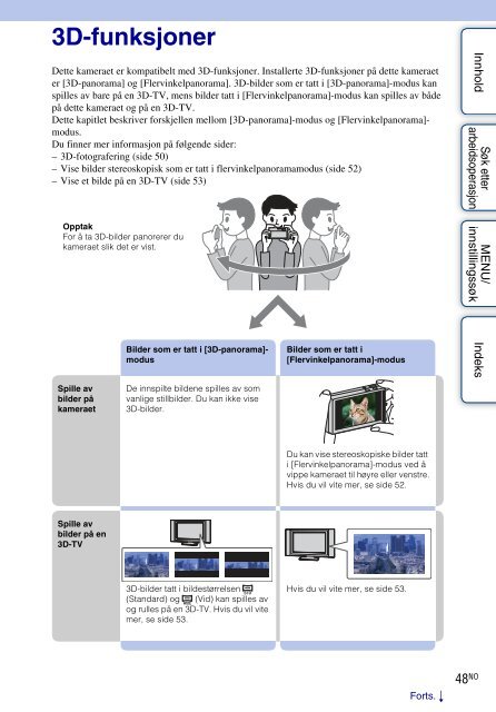 Sony DSC-TX9 - DSC-TX9 Consignes d&rsquo;utilisation Norv&eacute;gien