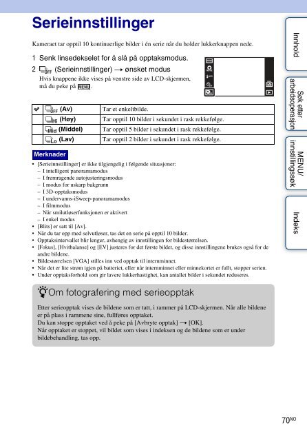 Sony DSC-TX9 - DSC-TX9 Consignes d&rsquo;utilisation Norv&eacute;gien