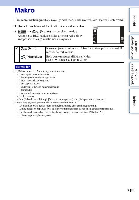 Sony DSC-TX9 - DSC-TX9 Consignes d&rsquo;utilisation Norv&eacute;gien