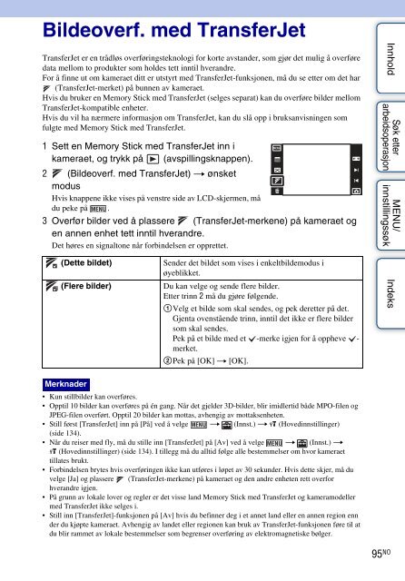 Sony DSC-TX9 - DSC-TX9 Consignes d&rsquo;utilisation Norv&eacute;gien