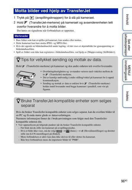 Sony DSC-TX9 - DSC-TX9 Consignes d&rsquo;utilisation Norv&eacute;gien