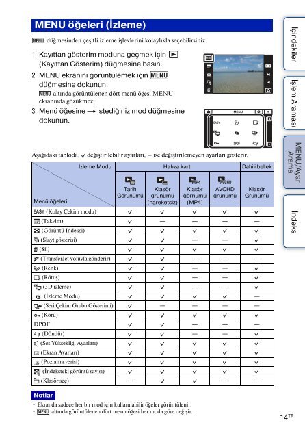 Sony DSC-TX9 - DSC-TX9 Consignes d&rsquo;utilisation Turc