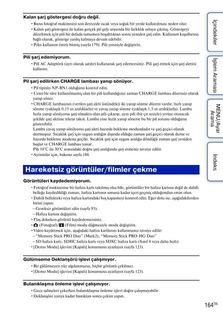 Sony DSC-TX9 - DSC-TX9 Consignes d&rsquo;utilisation Turc