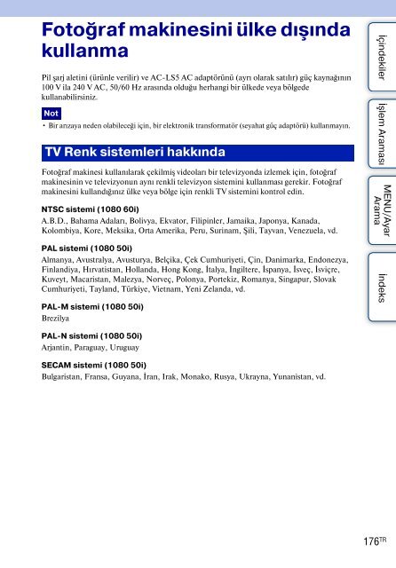 Sony DSC-TX9 - DSC-TX9 Consignes d&rsquo;utilisation Turc